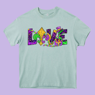Mardi Gras Love Heavy Core Tee Designed By Jahusdesignshop