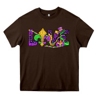 Chocolate Brown mardi gras love Heavy Core Tee - JahusDesignShop
