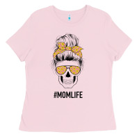 Bubblegum Pink Yellow Flower on Pink Background Mom Skull Ladies Tee - Bettercallsaul