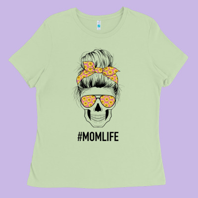 Yellow Flower On Pink Background Mom Skull Ladies Tee Designed By Bettercallsaul