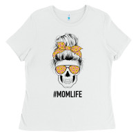 White Yellow Flower on Pink Background Mom Skull Ladies Tee - Bettercallsaul