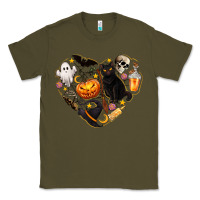 Army Green Halloween Heart Classic Tee - texasbilliewilder