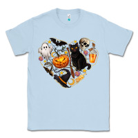 Dusty Blue Halloween Heart Classic Tee - texasbilliewilder
