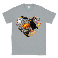 Heather Grey Halloween Heart Classic Tee - texasbilliewilder