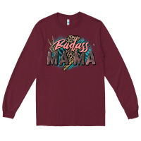 Burgundy Badass Mama Mother's Day png sublimation design do Long Sleeve Tee - CowGirlArtShop