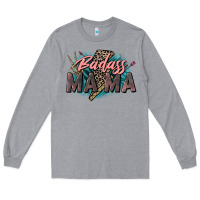 Heather Grey Badass Mama Mother's Day png sublimation design do Long Sleeve Tee - CowGirlArtShop