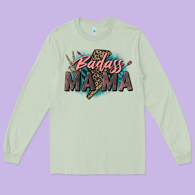 Badass Mama Mother's Day Png Sublimation Design Do Long Sleeve Tee Designed By Cowgirlartshop