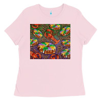 Bubblegum Pink mardi gras king cake and crawfish Ladies Tee - RanaPortraitStore