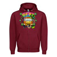 Burgundy st. patricks day school bus Zipper Hoodie - SublimationCraftShop