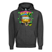 Charcoal Heather st. patricks day school bus Zipper Hoodie - SublimationCraftShop