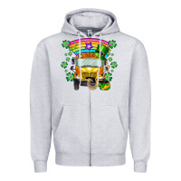 Heather Grey st. patricks day school bus Zipper Hoodie - SublimationCraftShop