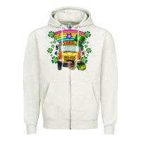 Oatmeal Heather st. patricks day school bus Zipper Hoodie - SublimationCraftShop