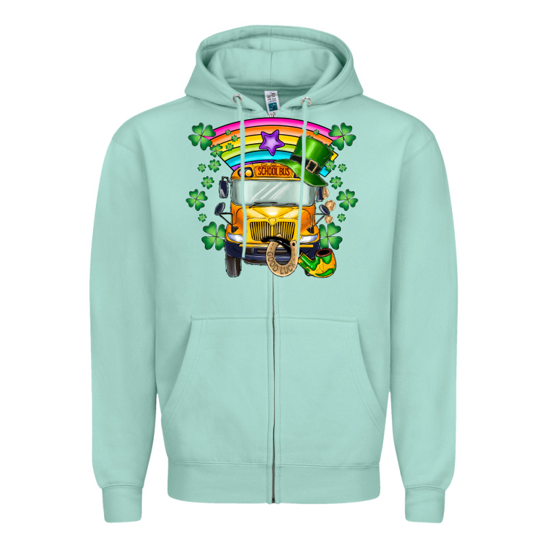 St. Patricks Day School Bus Zipper Hoodie by SublimationCraftShop | Teevron