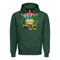 Sports Green st. patricks day school bus Zipper Hoodie - SublimationCraftShop