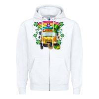 White st. patricks day school bus Zipper Hoodie - SublimationCraftShop