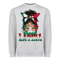 Heather Grey proud latina messy bun mama Heavyweight Sweatshirt - BundleAndBundleShop