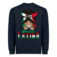 Navy proud latina messy bun mama Heavyweight Sweatshirt - BundleAndBundleShop