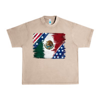 French Oak Mexican With American Flag Urban Heavy Tee - RanaPortraitStore