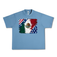 Pebble Blue Mexican With American Flag Urban Heavy Tee - RanaPortraitStore