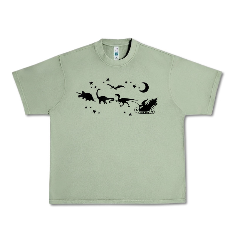 Christmas Santa Dinosaur Sleigh Ride T Rex Funny Gift T Shirt Urban Heavy Tee by minhPixels | Teevron
