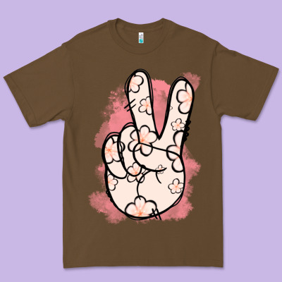 Floral Peace Sign Premium Tee Designed By Jasminsmagicworld