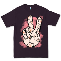 Plum Floral Peace Sign Premium Tee - Jasminsmagicworld