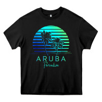 Black Vintage Aruba Beach Tropical Vibes Vacation Souvenir Gift Heavy Core Tee - minhPixels