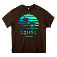 Chocolate Brown Vintage Aruba Beach Tropical Vibes Vacation Souvenir Gift Heavy Core Tee - minhPixels