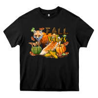 Black Fall Vibes Fox Heavy Core Tee - LillyAllenDesigns