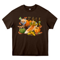 Chocolate Brown Fall Vibes Fox Heavy Core Tee - LillyAllenDesigns