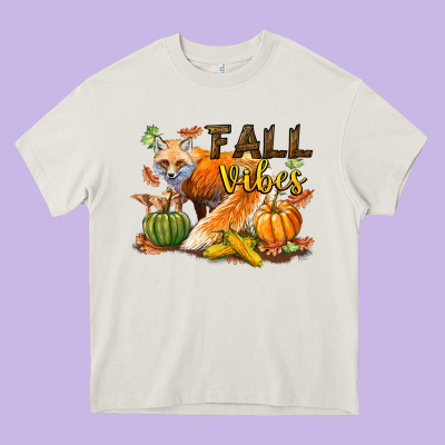 Fall Vibes Fox Heavy Core Tee Designed By Lillyallendesigns