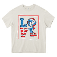 Cream love usa flag volleyball gifts for volleyball fans teen t shirt Heavy Core Tee - minhPixels