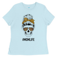 Baby Blue Glitter Patterned Leopard Mom Skull Ladies Tee - Bettercallsaul
