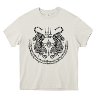 Cream sak yant thai tattoo twin tiger muay magical thailand gifts t shirt Heavy Core Tee - minhPixels