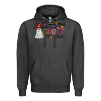 Charcoal Heather ghost Zipper Hoodie - CowhideDigitalArt