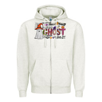 Oatmeal Heather ghost Zipper Hoodie - CowhideDigitalArt