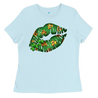 Baby Blue Green and Leopard Patterned Irish Day Lips Ladies Tee - Bettercallsaul