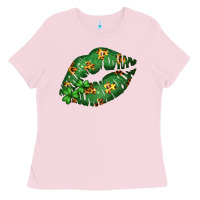 Bubblegum Pink Green and Leopard Patterned Irish Day Lips Ladies Tee - Bettercallsaul