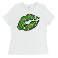 White Green and Leopard Patterned Irish Day Lips Ladies Tee - Bettercallsaul