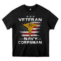 Black Veteran Navy Corpsman Patriotic 4th of July Gifts Heavy Core Tee - minhPixels