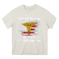 Cream Veteran Navy Corpsman Patriotic 4th of July Gifts Heavy Core Tee - minhPixels