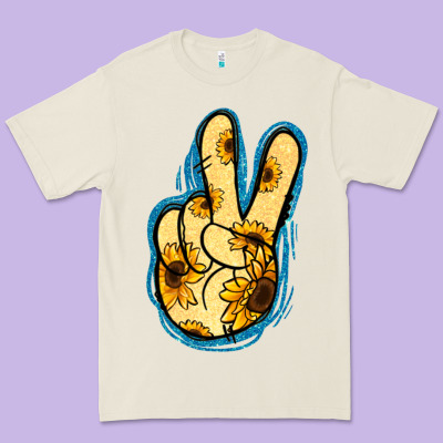 Yellow Glitter Sunflower Peace Sign Premium Tee Designed By Jasminsmagicworld