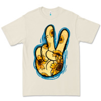 Bone Yellow Glitter Sunflower Peace Sign Premium Tee - Jasminsmagicworld