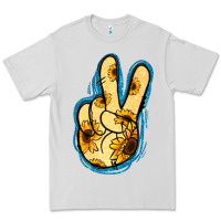 Dove Grey Yellow Glitter Sunflower Peace Sign Premium Tee - Jasminsmagicworld