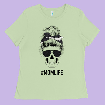 Black Glitter Cowhide Patterned Mom Skull Ladies Tee Designed By Bettercallsaul