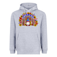 Heather Grey american flag gnomes sunflowers rainbow Heavyweight Hoodie - Artiststas