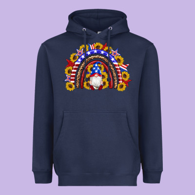 American Flag Gnomes Sunflowers Rainbow Heavyweight Hoodie Designed By Artiststas