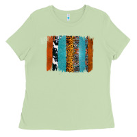 Matcha Western Leopard Glitter Aztec Cowhide Pattern Brushstroke Ladies Tee - Bettercallsaul