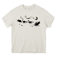 Cream christmas santa dinosaur sleigh ride t rex funny gift t shirt Heavy Core Tee - minhPixels