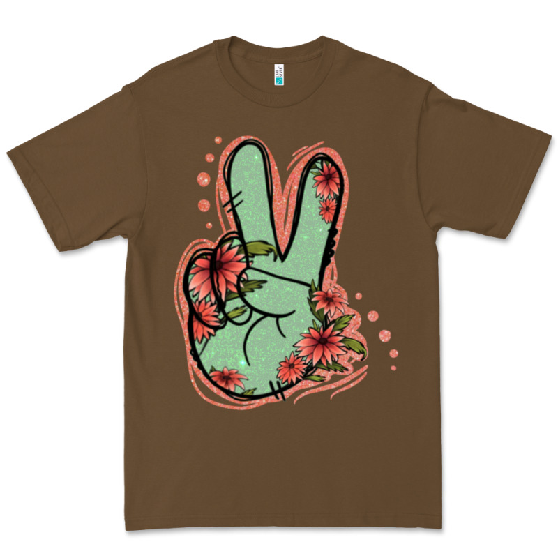 Green Glitter Floral Peace Sign Premium Tee by Jasminsmagicworld | Teevron